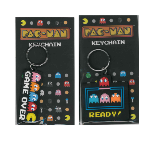 KEYCHAIN VIDEOGAMES PAC-MAN READY - GAME OVER IN GOMMA