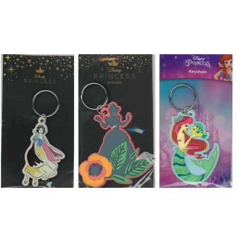 KEYCHAIN DISNEY PRINCESS BIANCANEVE - CENERENTOLA - ARIEL E FLOUNDER IN GOMMA