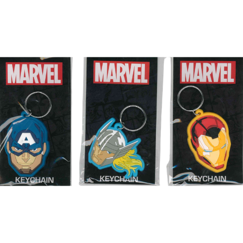 KEYCHAIN MARVEL MARTELLO DI THOR - LOGO DEADPOOL - IRON MAN - CAPTAIN AMERICA - THOR IN GOMMA