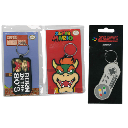 KEYCHAIN SUPER MARIO PERSONAGGI - LOGO - CONTROLLER IN GOMMA