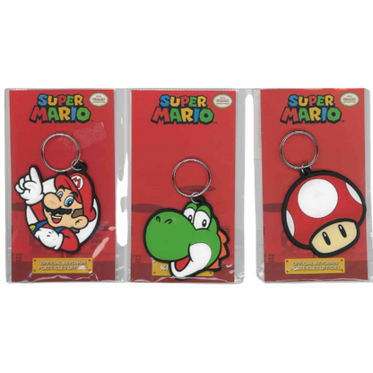 KEYCHAIN SUPER MARIO PERSONAGGI - LOGO - CONTROLLER IN GOMMA