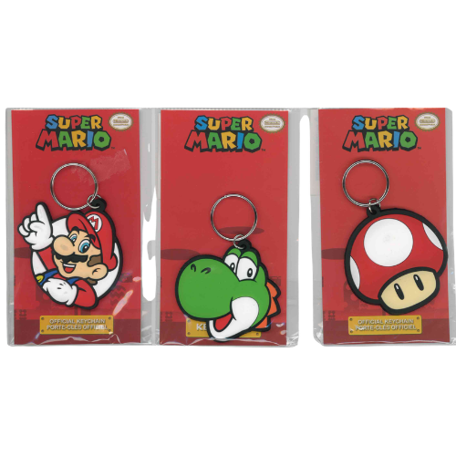 KEYCHAIN SUPER MARIO PERSONAGGI - LOGO - CONTROLLER IN GOMMA