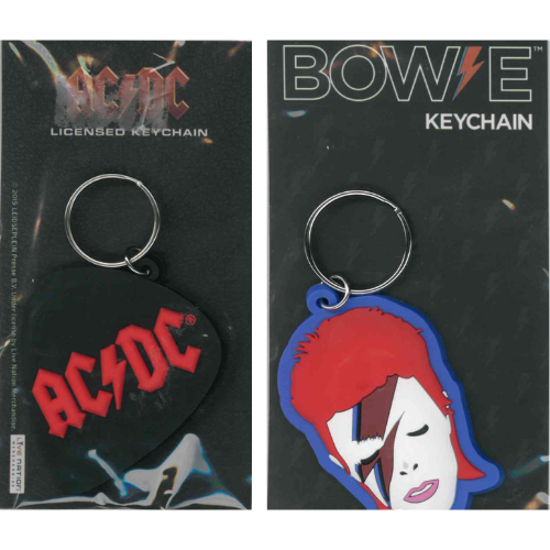 KEYCHAIN ROCKS ACDC AND DAVID BOWIE IN GOMMA