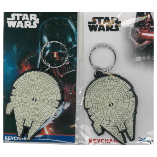 KEYCHAIN STAR WARS DARTH VADER - BABY YODA - MILLENIUM FALCON IN GOMMA