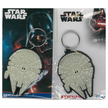 KEYCHAIN STAR WARS DARTH VADER - BABY YODA - MILLENIUM FALCON IN GOMMA
