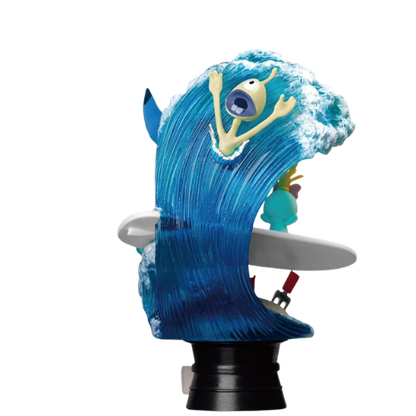 D-STAGE DISNEY STATUA DI STITCH SURFING, IN STILE DIORAMA - LILO E STITCH FIGURE DA COLLEZIONE