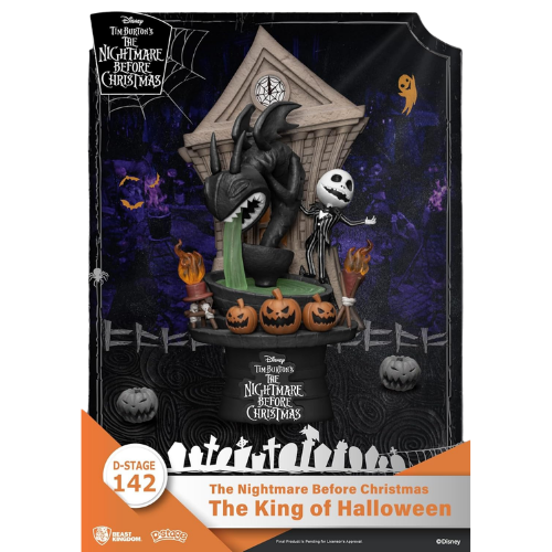 D-STAGE DISNEY NIGHTMARE BEFORE CHRISTMAS - JACK KING OF HALLOWEEN, STILE DIORAMA - FIGURE DA COLLEZIONE