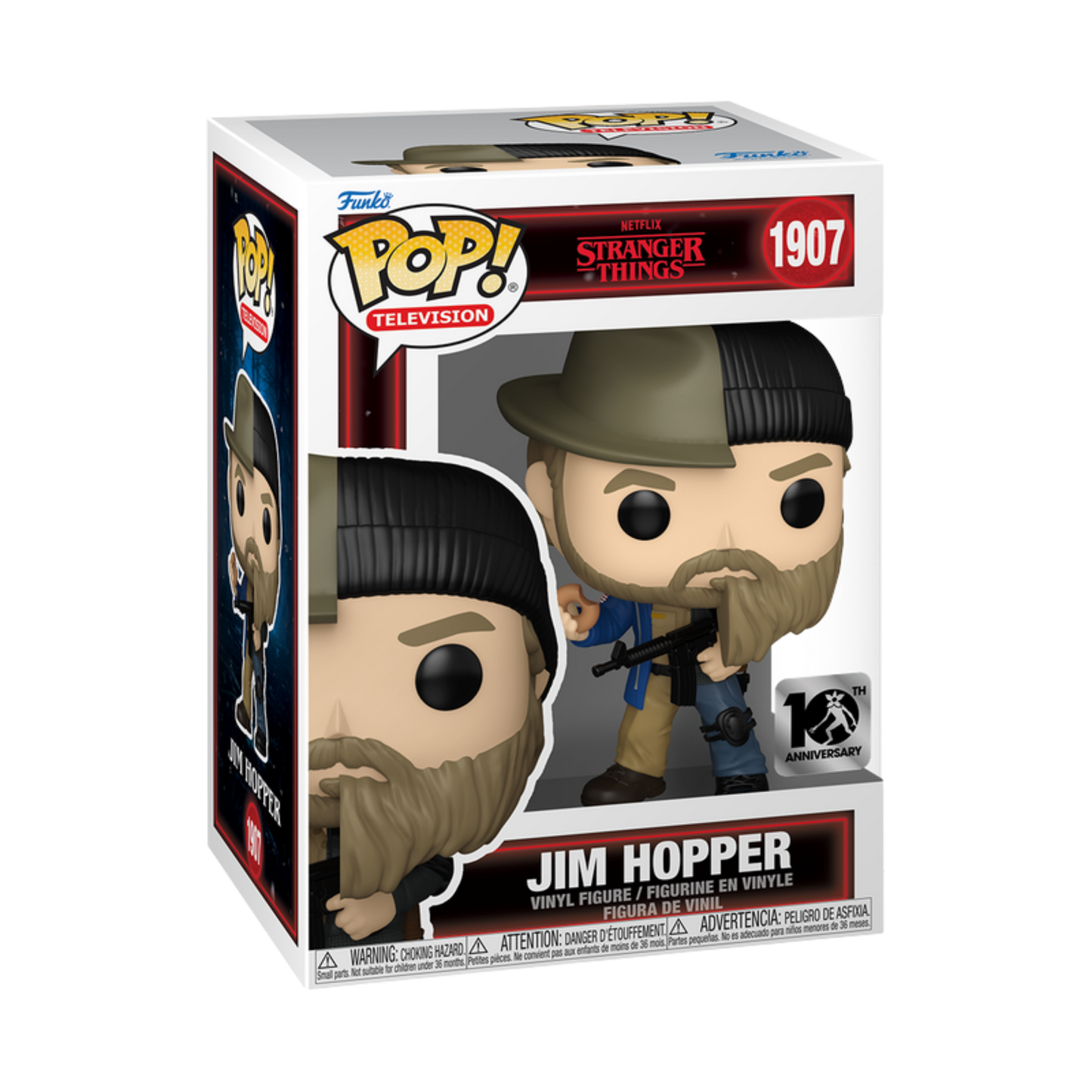 FUNKO POP STRANGER THING 10TH ANNIVERSARY JIM HOPPER #1907